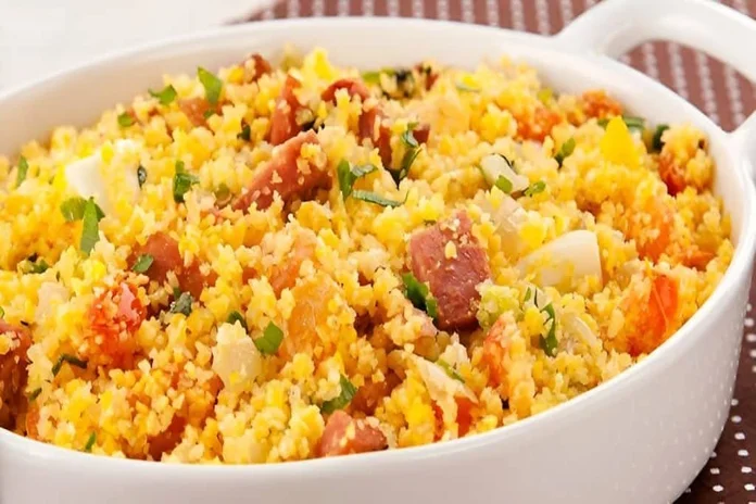 farofa de cuscuz com frango deliciosa