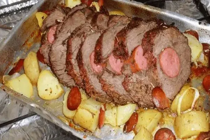 receita de carne recheada com calabresa na panela de pressão