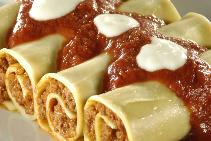 receita de canelone de carne fácil