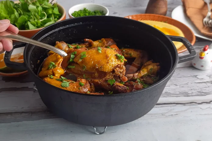 receita de galinha caipira na pressão com batata saborosa e suculenta