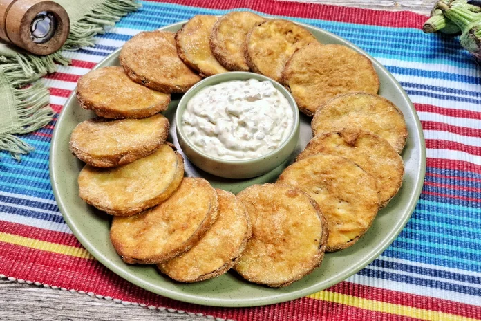 berinjela frita empanada que fica muito crocante e saborosa