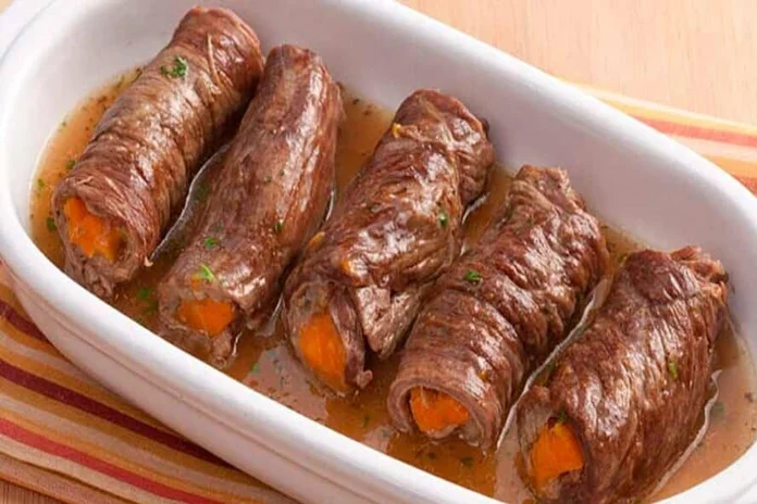 bife a rolê perfeito com um molho que deixa ainda mais macio e suculento